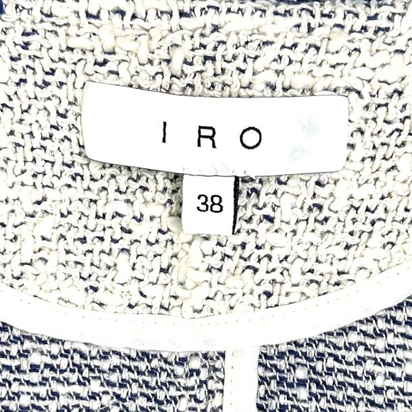 IRO Distressed Agnette Jacket White and Blue Tweed Size FR 38 US 6 - Picture 12 of 15